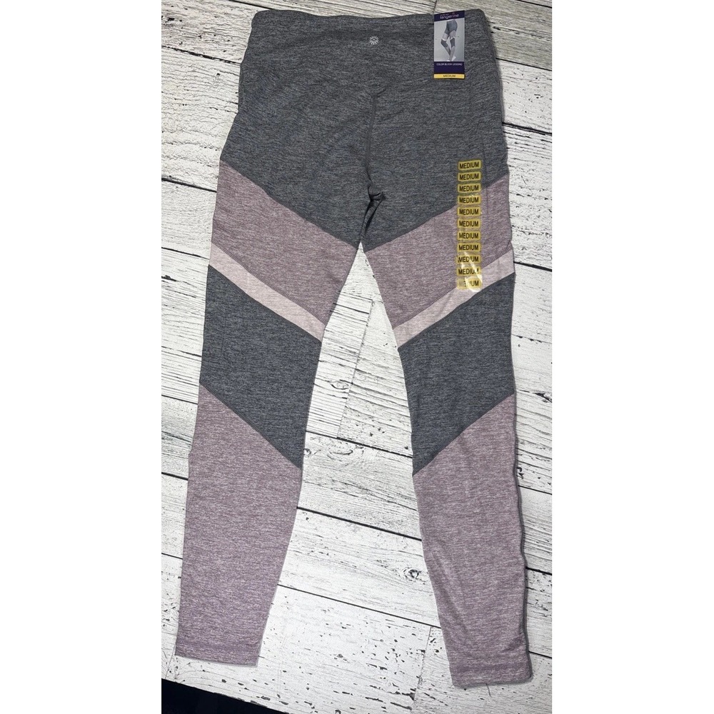 Tangerine Color Block Leggings Medium Gray Purple Heather Activewear Pants - Picture 3 of 6